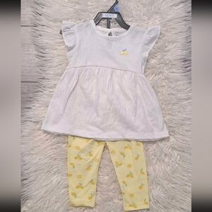 Brand New Carter's White Top with Yellow Leggings Set